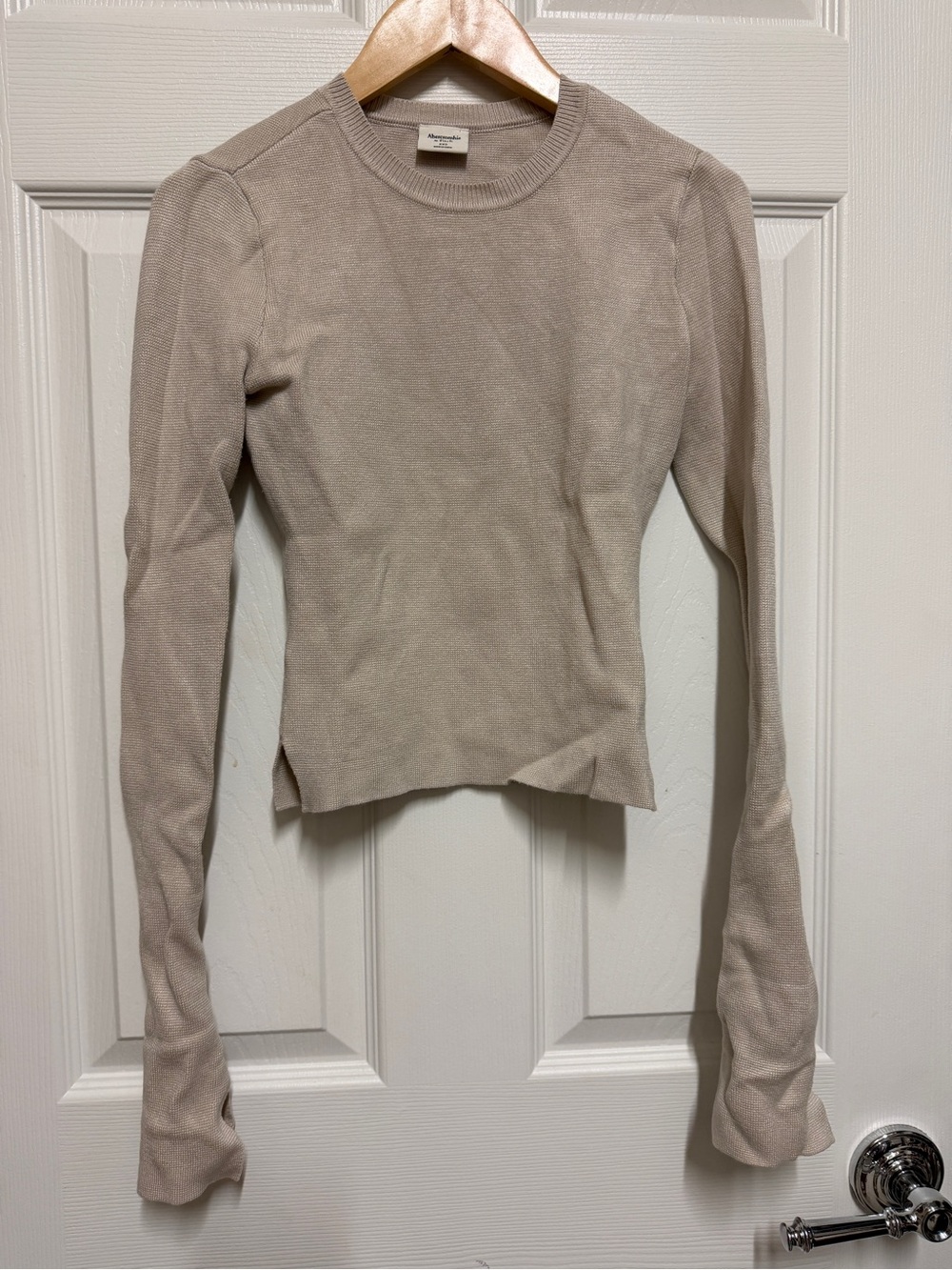 Abercrombie & Fitch Taupe Long-Sleeve Knit Top